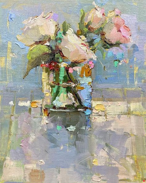 Michele Usibelli Artworks Gallery Abstract Floral Paintings, Impressionist Art, Still Life Art, Rose Art, Pablo Picasso, Abstract Floral, Join Me, Painting Techniques, Floral Painting