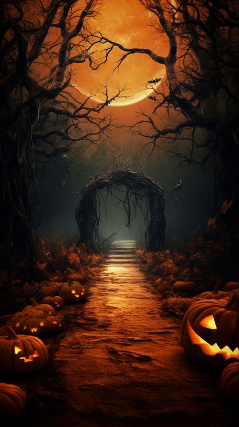 Dark Cottagecore Aesthetic Wallpaper, Spooky Landscape, Spooky Paintings, Facts About Halloween, Dark Cottagecore Aesthetic, Creepy Backgrounds, Halloween Wallpaper Backgrounds, Halloween Wallpaper Cute, Halloween Scarecrow