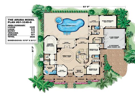 Olde Florida Home Design by South Florida Design Cracker House Plans, Florida Cracker House Plans, Florida Cracker House, Florida Cracker, Cracker House, Garage Dimensions, Florida Design, Home Design Floor Plans, Open Layout