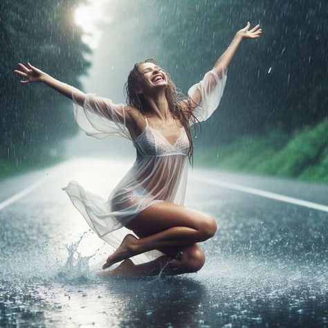 Laughing Women, Windy Portrait, Warrior Angels, Rain Photoshoot, Fantasia Art, Rainy Photoshoot, Rainy Photos, Senior Year Pictures, Rainy Mood