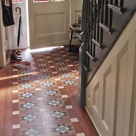 Hallway Flooring | Hall Floor Tiles Ideas | Amtico Hallway Stairs And Landing, Hallway Tiles Floor, Amtico Flooring, Hall Flooring, Tiled Hallway, Hallway Flooring, Room Visualizer, Wooden Staircases, Cubicle