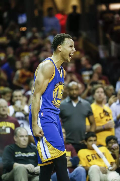 Golden State Warriors' Stephen Curry celebrates in the final seconds of Game 6 of The NBA Finals between the Golden State Warriors and Cleveland Cavaliers at The Quicken Loans Arena on Tuesday, June 16, 2015 in Cleveland, Ohio. The Golden State Warriors defeated the Cleveland Cavaliers 105 to 97 to win the NBA Finals title 4 games to 2. Warriors Stephen Curry, The Warriors, June 16, Nba Finals, Stephen Curry, Cleveland Ohio, Golden State Warriors, Cleveland Cavaliers, Golden State