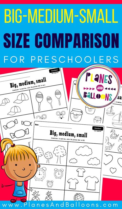 Fun big and small worksheets for preschool free printable - size comparison worksheets for preschool. #prek #planesandballoons Big And Small Worksheets, Preschool Skills, Preschool Spanish, Free Educational Printables, Literacy Activities Preschool, Teacher Board, Self Contained Classroom, Free Preschool Worksheets, Prek Math