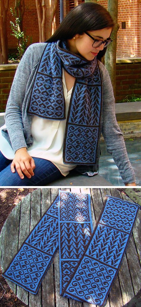 Mosaic Scarf Knitting Patterns Free, Double Knit Patterns, Double Knitting Patterns Free, Double Knit Scarf, Socks Crochet, Double Knitting Patterns, Designer Knitting Patterns, Loop Knitting, Advanced Knitting