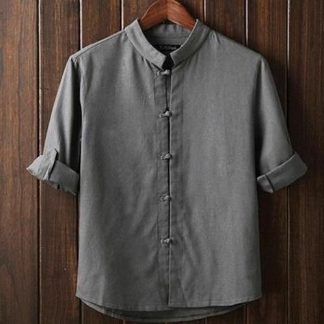 Men Linen Shirt, Gents Kurta, Chi Kung, Chinese Fashion, Linen Shirts, Shirts Long Sleeve, Designer Shirts, Brand Clothing, Young Men