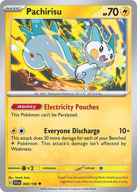 pokemon:pachirisu ‹ PkmnCards Pokemon Pachirisu, All Pokemon Cards, Cool Pokemon Cards, Scarlet Violet, Team Bags, Pokemon Trading Card Game, Pokemon Trading Card, All Pokemon, Pokemon Card