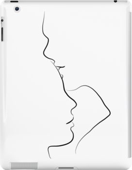 Slim impact-resistant polycarbonate case with protective lip and full access to device ports. Vibrant colors embedded directly into the case for longevity. Available for iPad 4/3/2. A simple line art drawing of a man sweetly kissing a woman's forehead. "Forehead Kiss" by Peach On A Windowsill. Kiss On The Forehead Drawing, Forehead Kiss Sketch, Kissing Forehead Drawing, Forehead Kiss Drawing, Line Art Kissing, Kiss Line Art, White Ipad Case, Kissing Drawing, Forehead Kiss