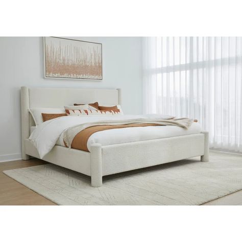 Joss & Main Asel Upholstered Bed & Reviews - Wayfair Canada Bed Posts, King Upholstered Platform Bed, Round Bed, Bed With Posts, Bed Platform, Round Beds, Poster Bed, Mattress Support, Boucle Fabric