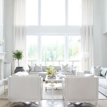 White and Gray 2 Story Living Room - Transitional - Living Room Transitional Living Rooms, Living Room Windows, White Rooms, Small Living Room, Curtains Living Room, Small Living, Living Room Inspiration, Living Room Sofa, Home Interior