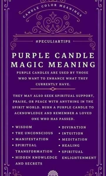 Candle Magic Meaning, Purple Candle Magic, Candle Color Meanings Magic, Candle Magic Colors, Candle Meanings, Candle Magik, Candle Color Meanings, Purple Candle, Candle Meaning