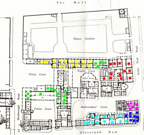 St. James Palace Floor Plan | St James’s Palace, floor plan St James Palace, Castle Floor Plan, Castle Plans, St James's Palace, Buckingham Palace London, Historical Interior, Palace Interior, St Margaret, Clarence House