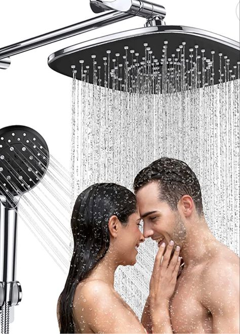 Veken 10 Inch Rain Shower Head with 5 Settings High Pressure Handheld Spray, Rainfall Shower Head with Adjustable Extension Arm, Chrome Dual Shower Head and Handheld Shower Head Combo with 70” Hose Large Shower Heads, Master Bath Shower, High Pressure Shower Head, Dual Shower Heads, Luxurious Showers, Fixed Shower Head, Rainfall Shower Head, Large Shower, Handheld Shower Head