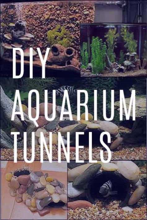 DIY Aquarium Ideas - DIY Aquarium Tunnels - Cool and Easy Decorations for Tank Aquariums, Mason Jar, Wall and Stand Projects for Fish - Creative Background Ideas - Fun Tutorials for Kids to Make With Plants and Decor - Best Home Decor and Crafts by DIY JOY How To Make Fish Tank Decorations, Fish Tank Hideouts Diy, Fish Tank Tunnel, Diy Fish Tank Tunnel, Diy Aquarium Rocks, Diy Fish Aquarium Decor, Fish Tank Diy Decorations, Diy Fish Hideout, Diy Fish Cave Aquarium