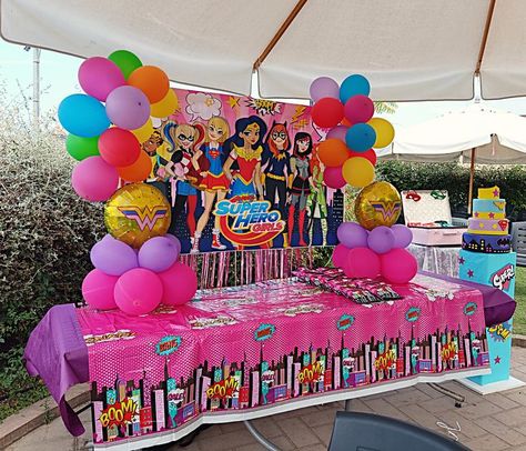 Batgirl Birthday Party Ideas, Super Hero Birthday Party Ideas For Girl, Super Hero Girls Birthday Party, Girls Superhero Birthday Party, Supergirl Birthday Party, Superhero Girl Birthday Party, Superhero Birthday Decorations, Dc Superhero Girls Party, Avengers Theme Birthday