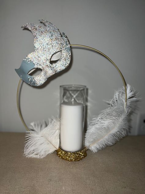 #sweet16 #masquerade #diy #centerpiece #sweet16centerpiece Masquerade Dance Decorations, Masquerade Table Decorations, Masquerade Sweet 16 Ideas, Masquerade Centerpiece Ideas, Diy Masquerade Decorations, Masquerade Centerpiece, Prom Committee, Masquerade Gala, Quince Centerpieces