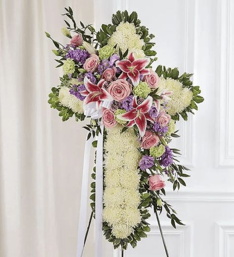 Large Flower Arrangements, Cross Wreath, Church Flower Arrangements, Memorial Flowers, Cemetery Flowers, Sympathy Flowers, Flower Spray, Flowers For You, Pastel Flowers