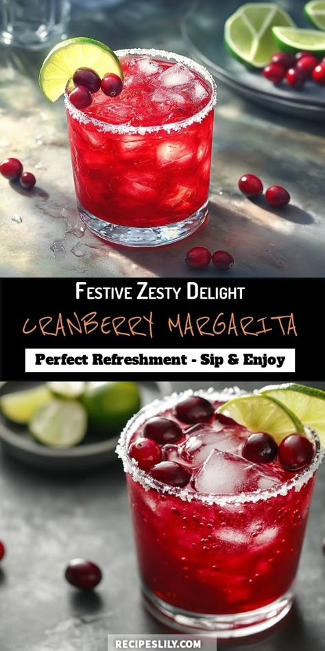 I absolutely love making this zesty Cranberry Margarita! It's the perfect blend of sweet and tart, making it an ideal drink for any festive gathering. With fresh cranberries and a hint of lime, this refreshing cocktail is sure to be a crowd-pleaser. Cheers to good times and delicious sips! Cranberry Margaritas For A Crowd, Cranberry Rosemary Margarita, Cranberry Lime Cocktail, Cranberry Margarita Recipe, Apple Juice Cocktail, Pitcher Margarita Recipe, Cranberry Margaritas, Cranberry Cocktails, Grenadine Cocktail