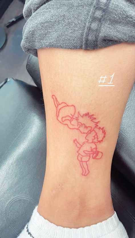 Ponyo Tattoo, Ghibli Tattoos, Tattoo On Leg, Timeless Tattoo, Ghibli Tattoo, Red Tattoo, Red Tattoos, Cartoon Tattoos, Real Tattoo