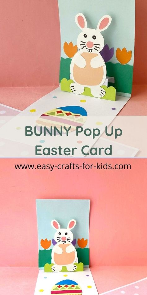 Happy Easter Bunny Pop Up Card Pop Up Cards For Kids, Cards For Kids To Make, Diy Easter Cards, Easter Bunny Cards, Bunny Cards, Making Easter Eggs, Pop Up Card Templates, Easter Cards Handmade, Cards To Make