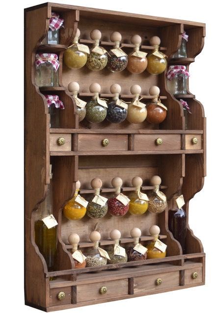 Handmade Kitchen Gifts, Spice Racks, Spice Cabinet, Glass Bubble, Handmade Kitchens, Wood Stain, Wooden Cabinets, Spice Rack, Bottles And Jars