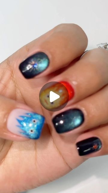 VARNAIL on Instagram: "🔥👀 How cute the Calcifer Cat Eye Nail is! R u the fan of Howl’s Moving Castle?  🛒(varnail.com) Base Coat Color Gel - 055 White Jade, 065 Caribbean Sea Aurora Cat Eye Gel - CEA03 Inspiration Liner Brush Stamping Gel Paint - White, Black Top Coat  🛒🛒🛒 Shop More Nail Supply at varnail.com or in our bio link  💝💝💝 PLEASE FOLLOW US TO GET THE TRENDY NAIL TECH!  #nails #chromenails #cateyegel #naildesigns #nailart #ombrenails #nails💅 #nailsalon #nailbeauty #summernails #nailbeginner #frenchnails #nailinspo #nailmagazine #shortnails #fashion #nailtrends #holidaynails #magneticgelpolish #nailtutorials #glitternails #auranails #nailofinstagram" Calcifer Nails, Nail Tech Nails, Tech Nails, Howl's Moving Castle Calcifer, Cat Eye Nail, Gel Paint, Paint White, Liner Brush, Cat Eye Gel