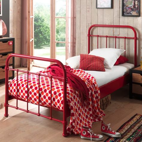 Single Bed Frame, Metal Bed, Childrens Beds, Kids' Bed, Metal Bed Frame, Metal Beds, Metal Homes, Single Bed, Bed Decor