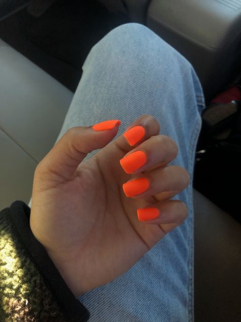 Fluorescent Orange Nails, Orange Matte Nails, Neon Pedicure, Fall Pedicures, Detailed Nails, Matte Gel Nails, Fall Pedicure, Neon Orange Nails, Nail Polish Style