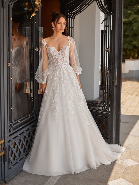 5 Bridgerton Inspired Wedding Dresses | Moonlight Bridal Lace Balloons, Moonlight Bridal, Wedding Dresses A, Wedding Dresses A Line, Dreamy Gowns, Dresses A Line, A Line Bridal Gowns, Best Wedding Dresses, A Line Gown