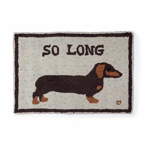 Wool Mats, Uncommon Goods, Hooked Wool, Funny Doormats, Dachshund Lovers, Long Rug, Creative Home Decor, Wiener Dog, Soft Towels