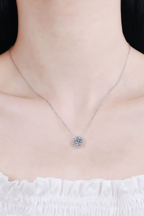 1 Carat Moissanite Round Pendant Chain Necklace https://www.jaaziintl.com/products/1-carat-moissanite-round-pendant-chain-necklace Jaazi Intl #Hot Round Diamond Pendant, Ghost Mannequin, Stone Properties, Picture Style, Round Pendant Necklace, Moissanite Jewelry, 3 Carat, Diamond Pendant Necklace, Silver Pendants