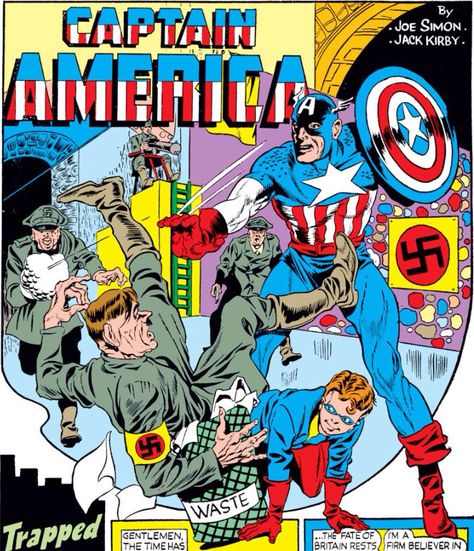 The legendary shield appears! After the first issue of Captain America, the "medieval shaped" shield has been drop, for the long life Cap look (1941 a Captain America #2) Marvel Comics Covers, Captain America Comic, Univers Marvel, Classic Comic Books, One Night Stand, The Lone Ranger, Marvel Images, Jack Kirby, Superhero Comics