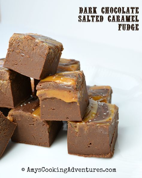 Amy's Cooking Adventures: Dark Chocolate Salted Caramel Fudge {Food 'n Flix} Salted Caramel Chocolate Fudge, Carmel Fudge, Chocolate Fudge Recipes, Chocolate Caramel Fudge, Dark Chocolate Salted Caramel, Carmel Chocolate, Fudge Caramel, Dark Chocolate Caramel, Dark Chocolate Fudge