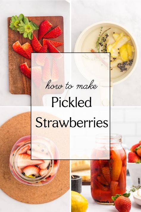 Dive into the world of pickling with our ultimate guide to making pickled strawberries! Discover the perfect balance of sweet and sour in every bite. A must-try recipe for all food enthusiasts! #StrawberryPickling Pickled Strawberries, Homesteading Ideas, Iron Skillet Recipes, Refrigerator Pickles, White Balsamic Vinegar, Cast Iron Skillet Recipes, Berry Baskets, Kitchen Bowls, Dried Strawberries