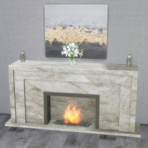 Sims 4 Cc Furniture Fireplace, Sims 4 Cc Fireplace Modern, Sims 4 Fireplace Cc, Blender Scenes, Marble Room, Furniture Cc, Luxe Furniture, Cc Folder, Cc Furniture