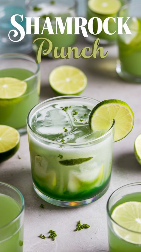 Whip up this classic Shamrock Punch for your St. Patrick’s Day party! Bursting with Irish charm, this green sherbet punch is a must for green drink recipes. Pair it with St. Patrick’s Day food or enjoy as a festive Irish cocktail. Whether you’re hosting a big bash or a cozy gathering, this lime sherbet treat is sure to impress. Don't miss out—click to grab the full recipe and serve the ultimate green drink! 🌈🍹 #StPatricksDayDrinks Green Punch Alcohol, St Patrick’s Day Margarita, Princess And The Frog Cocktail, Green St Patrick’s Day Cocktail, St Patrick's Day Cocktail, St Patricks Recipe, Saint Patrick’s Day Party Food, St Patrick’s Day Drinks Recipe, Saint Patricks Day Drinks