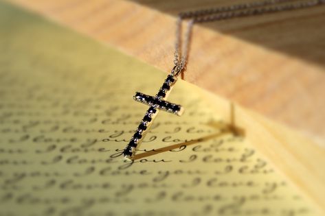 Excited to share the latest addition to my #etsy shop:  black diamond cross necklace In John 1: 5, it says, The light shines in the darkness, and the darkness has not overcome it. Black Diamond Cross Necklace, Cross Necklace Black, Light Shines In The Darkness, John 1 5, Cross Pendent, Diamond Cross Necklace, Black Diamond Necklace, Beautiful Gold Necklaces, In The Darkness