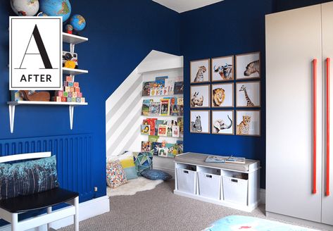 Blue Wardrobe, Safari Bedroom, Ikea Hack Kids, Blue Boys Bedroom, Boys Room Blue, Whimsical Bedroom, Colorful Kids Room, Future Room, Lego Room