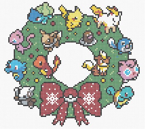 Bingo Cross Stitch Pattern, Pokemon Christmas Pixel Art, Cross Stitch Patterns Dog, Simple Cross Stitch Patterns Free Charts, Christmas Pixel Pattern, Christmas Hama Beads Pattern, Hama Bead Christmas, Animal Crossing Cross Stitch, Pokemon Perler Bead Patterns