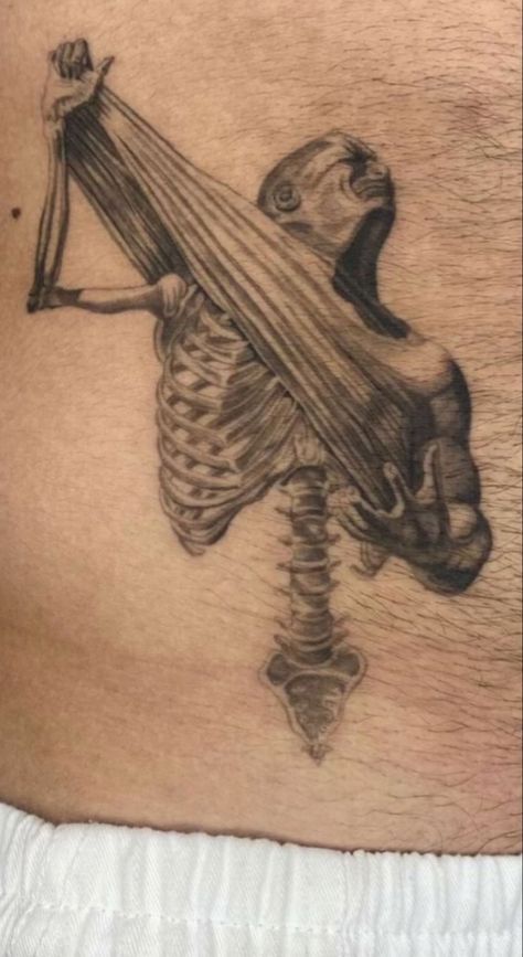 The Scream Tattoo Edvard Munch, Undefeated Tattoo, Falling Person Tattoo, Shame Tattoos, Feeling Trapped Tattoos, Ripped Skin Drawing, Scary Stories To Tell In The Dark Tattoo, Depreciation Tattoo, Gritty Tattoo