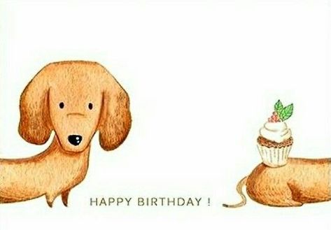 Dachshund Birthday, Happy Birthday Illustration, Happy Birthday Art, Birthday Card Drawing, Birthday Illustration, Dachshund Art, 강아지 그림, Happy Birthday Funny, Bday Cards