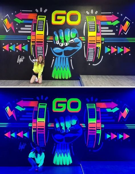 Graffiti Gym Wall, Gym Mural Ideas, Gym Wall Art Graffiti, Gym Mural Wall Art, Street Art Graffiti Murals, Gym Graffiti, Gym Wall Art, Gym Design Interior, Gym Wall Decor