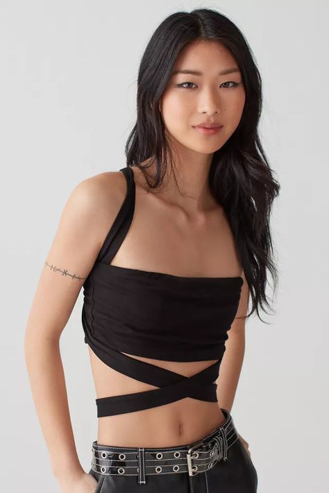 Long Sleeve Halter Top, Latest Crop Tops, Straight Across Neckline, Strappy Crop Top, Strappy Tank Tops, Boat Neck Tops, Scarf Top, Strappy Top, Crop Top Sweater