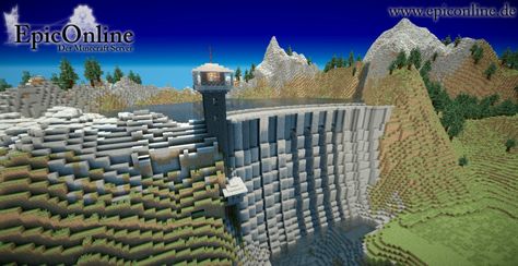 Minecraft Dam, Dam Design, Building Inspiration, Minecraft Server, Minecraft Decorations, Minecraft Stuff, Minecraft Buildings, Minecraft Building, Minecraft Projects