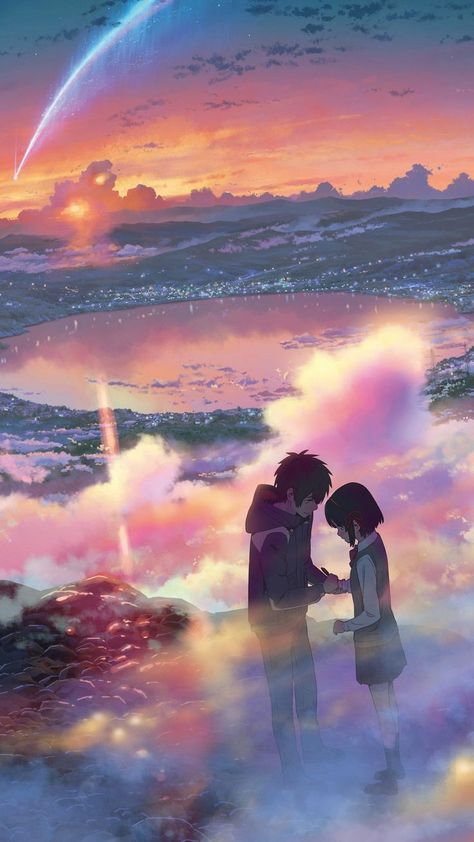 Mitsuha And Taki, Kimi No Na Wa Wallpaper, Your Name Wallpaper, Makoto Shinkai, Your Name Anime, Wallpaper Wa, Name Wallpaper, Hayao Miyazaki, Anime Scenery Wallpaper