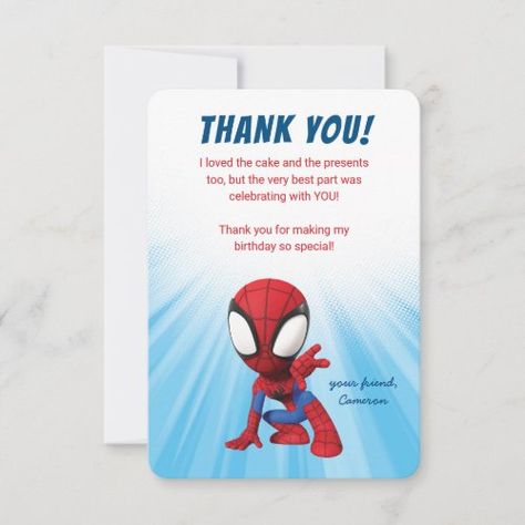 $ 2.82 | Spidey and His Amazing Friends Birthday Thank You - spidey and his amazing friends, spidey, superhero, marvel, birthday, kids birthday, toddler birthday, boy birthday, spidey miles Marvel Birthday Party Decorations, Spidey Birthday Party, Spidey Party, 82nd Birthday, Marvel Birthday Party, Superhero Birthday Invitations, Chalkboard Birthday, 64th Birthday, Spidey And His Amazing Friends