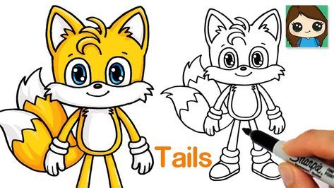 How To Draw Tails From Sonic, Tails Drawing, Sonic Drawing, Miles Prower, Tails Sonic, How To Draw Sonic, Sonic Hedgehog, How To Draw Cute, Easy Step By Step Drawing