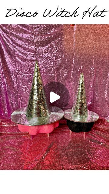 Seasonal Home Decor / Halloween / Christmas / Fall📍 Doha Qatar on Instagram: "One more piece to make this Halloween Sparkle ✨  Disco Witch 🧙 Hat in two sizes. You can use as you like , I decided adding a pumpkin bellow! Absolutely love it !  Prices : Small Witch Hat 240Qr   Big Witch Hat 290Qr ————- @wowdecorations.qa" Witchy Fitted Party Hat, Disco Ball Witch Hat, Fitted Witchy Costume Hat For Cosplay, Diy Pink Witch Hat, Funky Witch Hats, Bellows, Seasonal Home Decor, Halloween Christmas, A Pumpkin