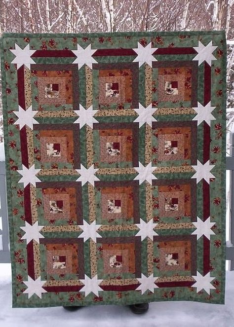 Creative Log Cabin Blocks Sparkle in This Quilt - Quilting Digest Cabin Community, Quilt Jelly Roll, Log Cabin Blocks, Log Cabin Quilt Pattern, Log Cabin Quilt Blocks, Quilting Blocks, Quilt In A Day, Pieced Quilts, Cabin Quilt