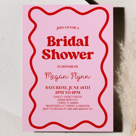 Event Center, Bridal Shower Invitations, Bridal Shower, Wedding Invitations, Shower, Stationery, Red, Pink