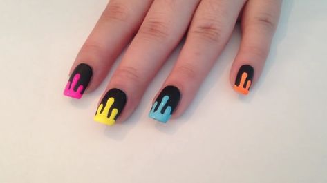 Paint dripping neon nails - WonderfulDIY.com